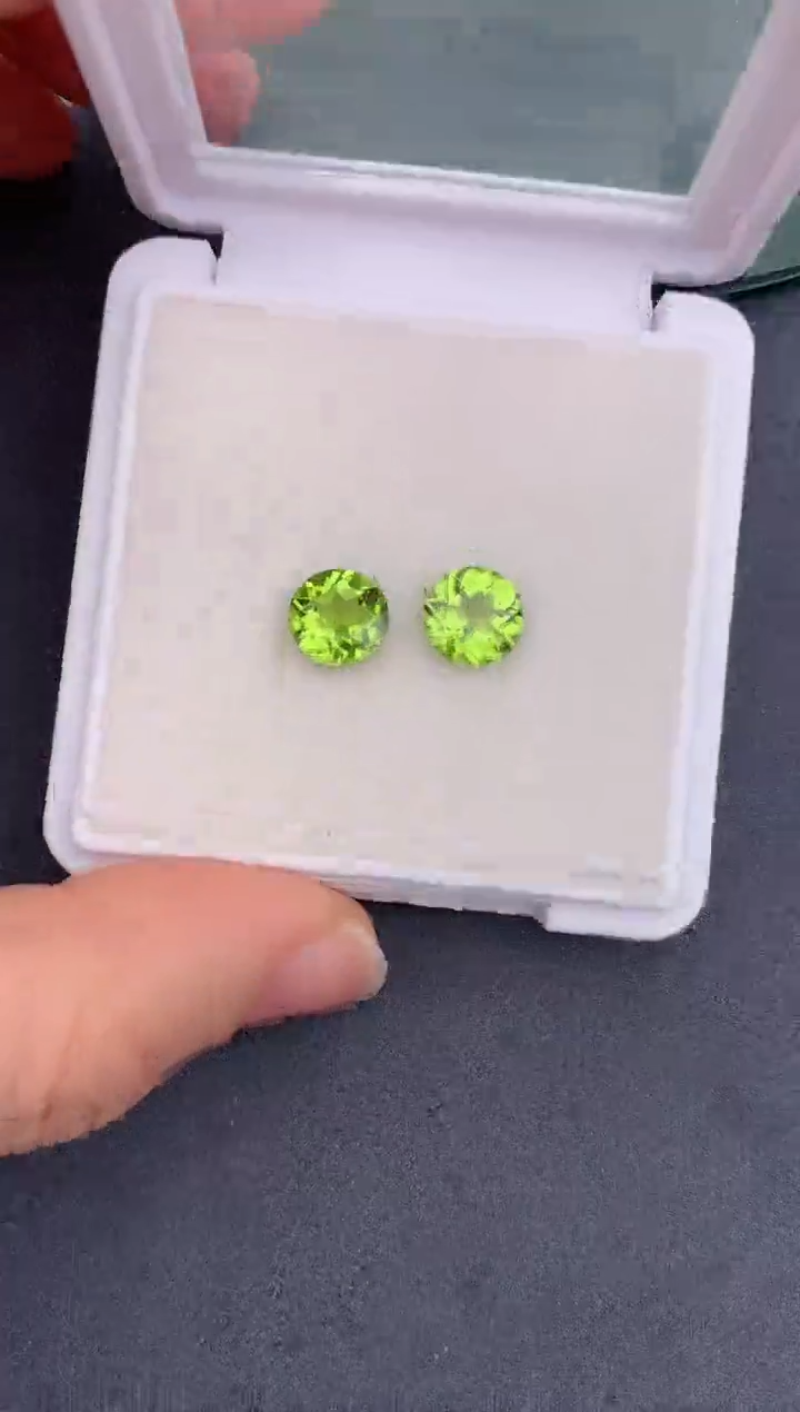 【闪购商品】橄榄石裸石未镶嵌4ct橄榄石配对