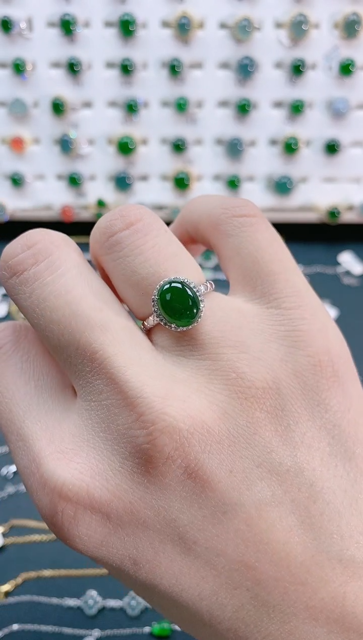 【闪购商品】翡翠戒指银S925镶嵌天然翡翠