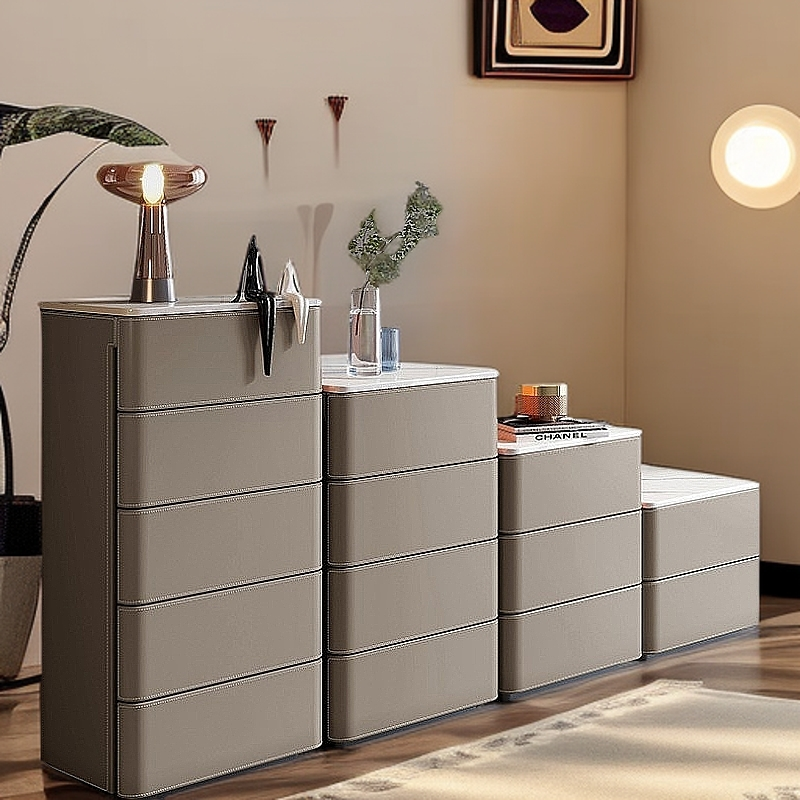 可定制极简马鞍皮斗柜现代简约家用客厅玄关抽屉式床头柜储物柜