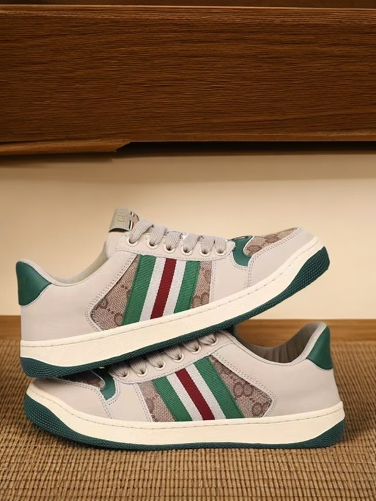 GUCL新款中帮脏脏鞋板鞋复古真皮牛皮板鞋