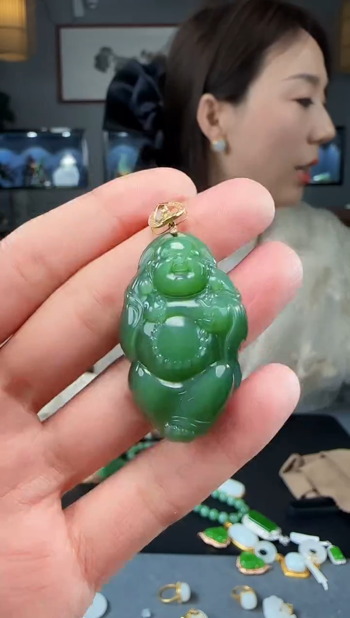 【闪购商品】和田玉吊坠(不含链)18K金镶嵌1