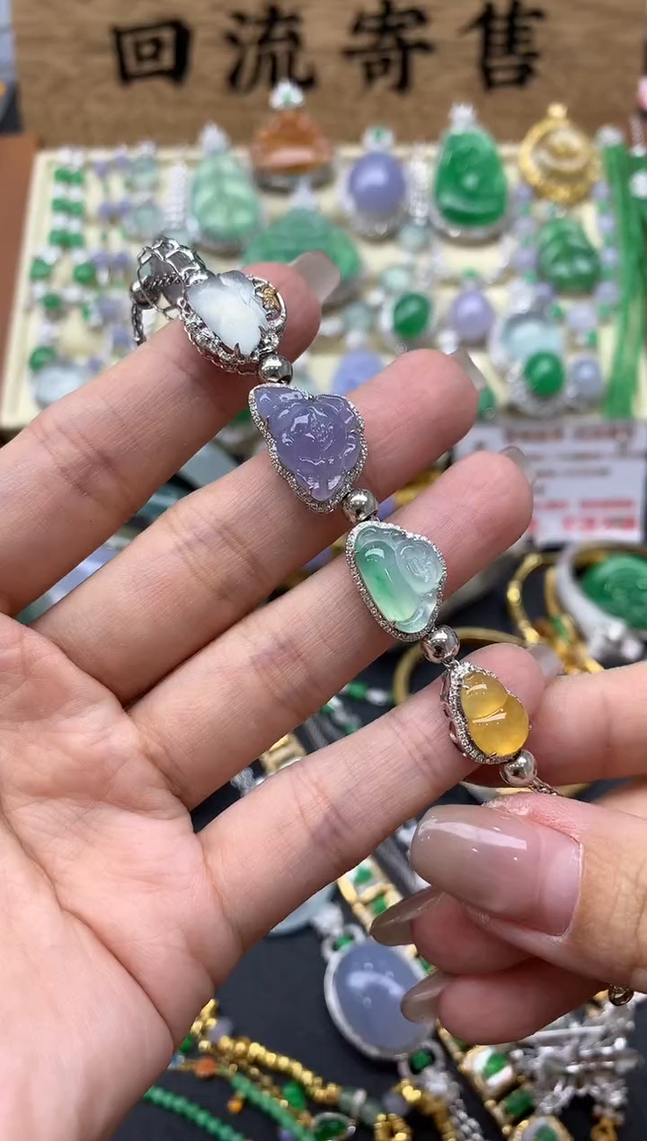 【闪购商品】翡翠手链18K金镶嵌569-中国好珍宝