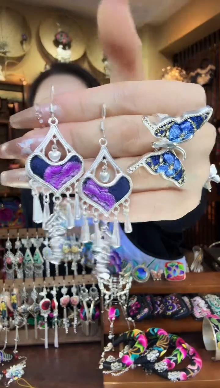 刺绣非遗刺绣民族风耳环