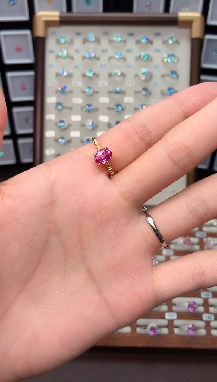 戒指彩色蓝宝石银S925镶嵌1111