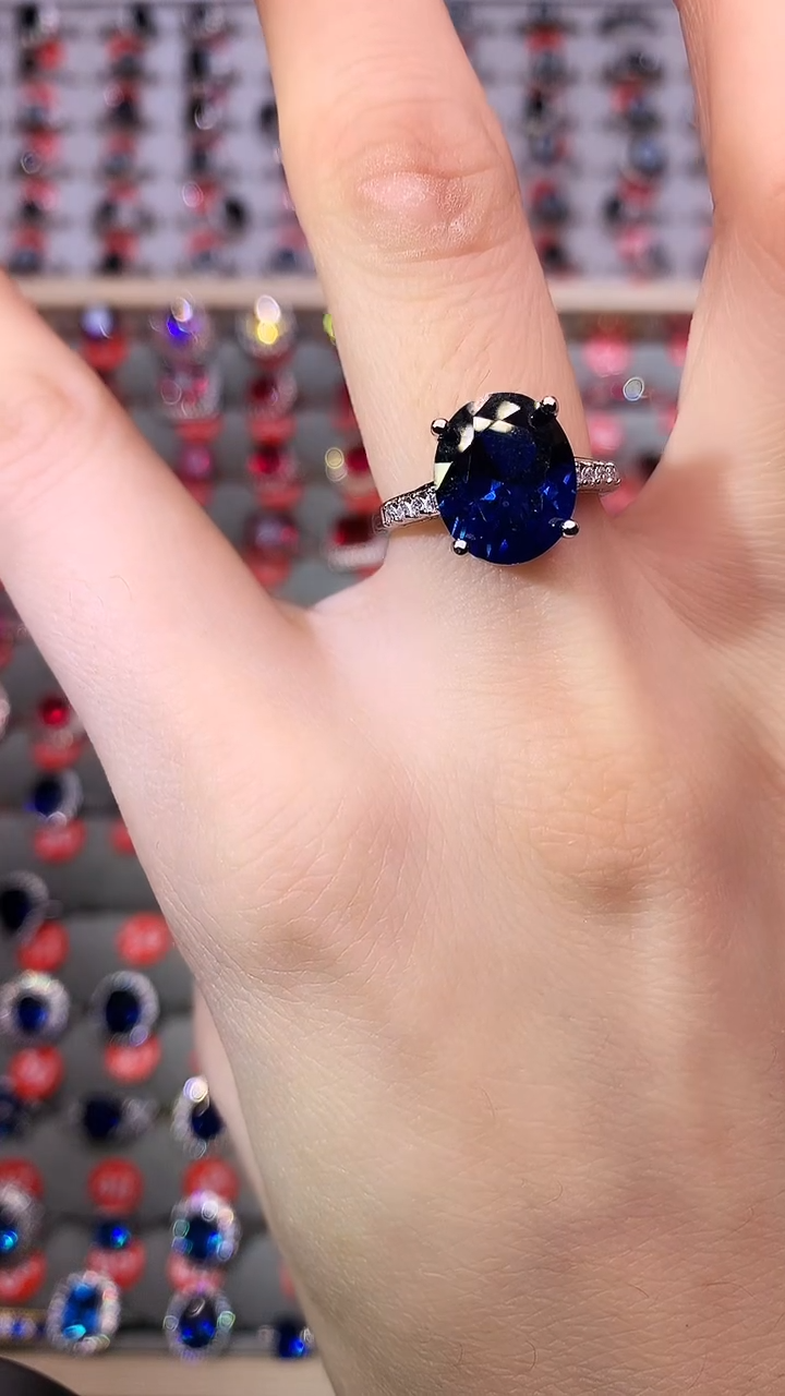 【闪购商品】蓝宝石戒指银S925镶嵌111111