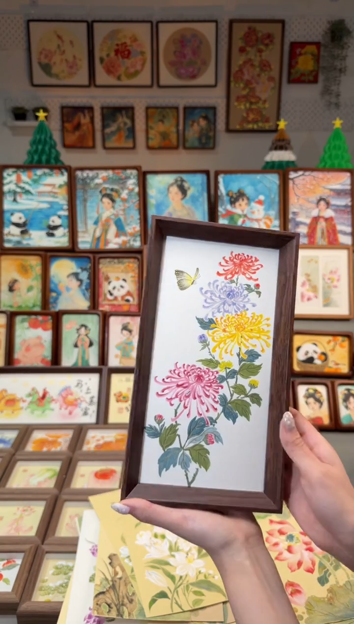 国画爱****猫烟花菊 手绘国画27