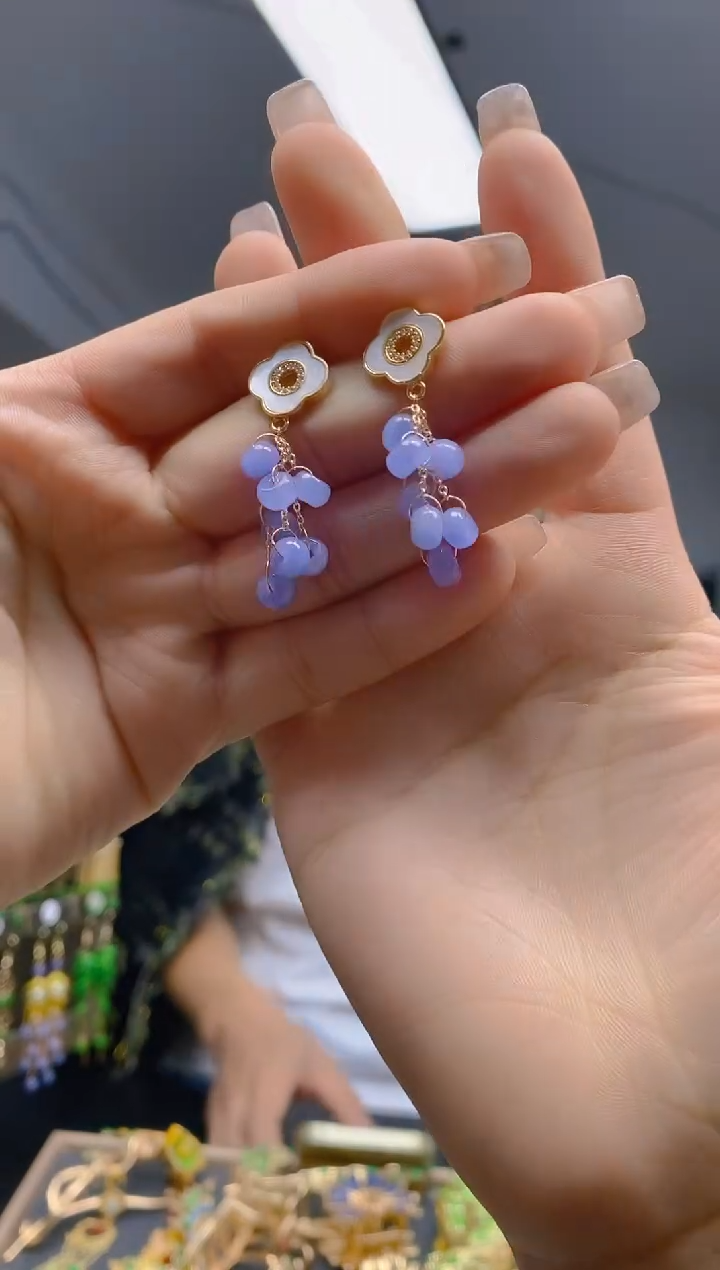 【闪购商品】翡翠耳饰合金345翡翠耳钉