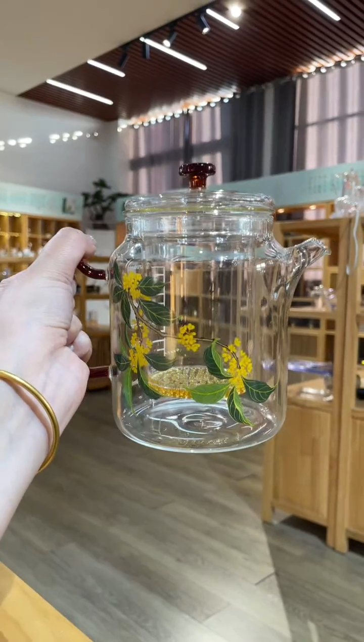 手工艺品玻璃神奇煮茶壶琥珀色