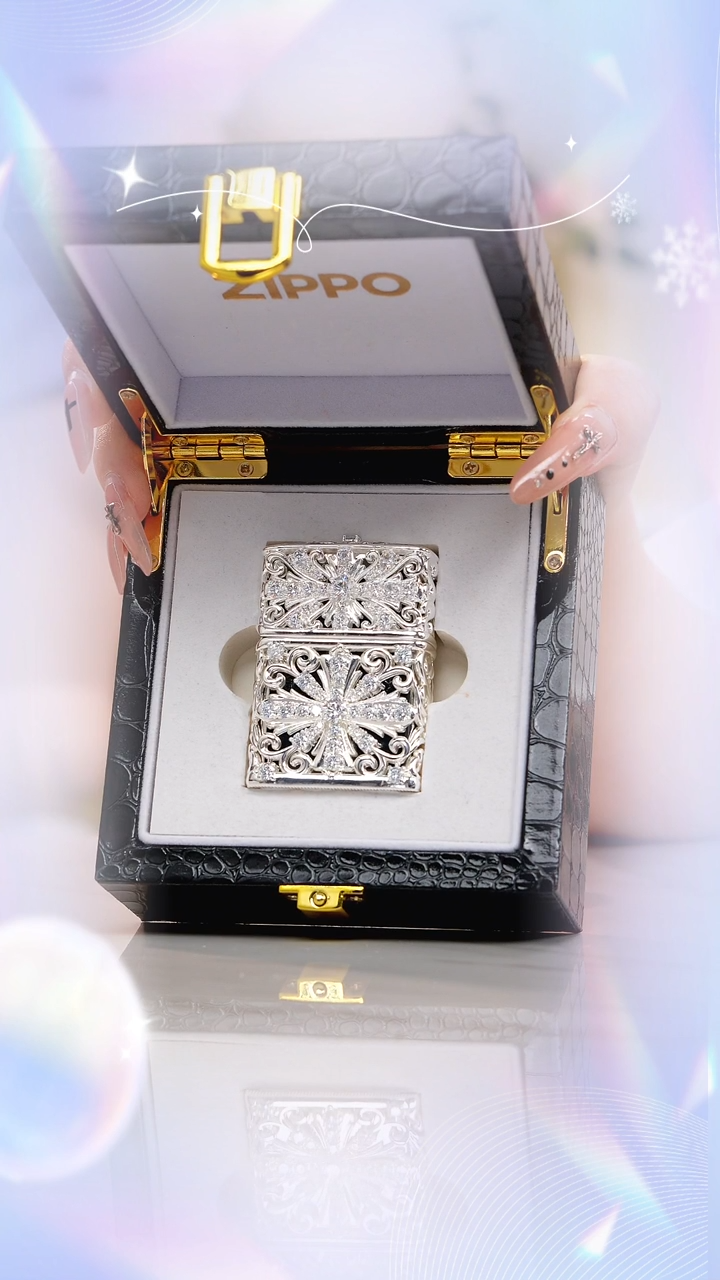 Zippo镀银满钻克罗心
