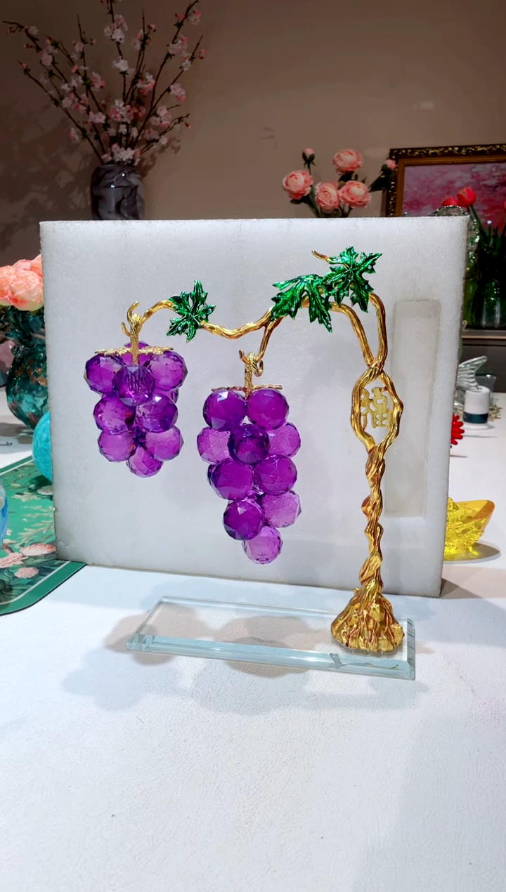 【闪购商品】琉璃手工艺品 福字 紫色超大葫芦树 摆件