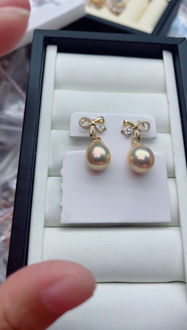 银S925镶嵌耳饰淡水珍珠多样性发其一，非无暇