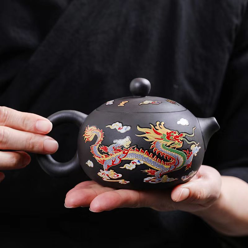 Q1584-龙凤呈祥变色紫砂壶