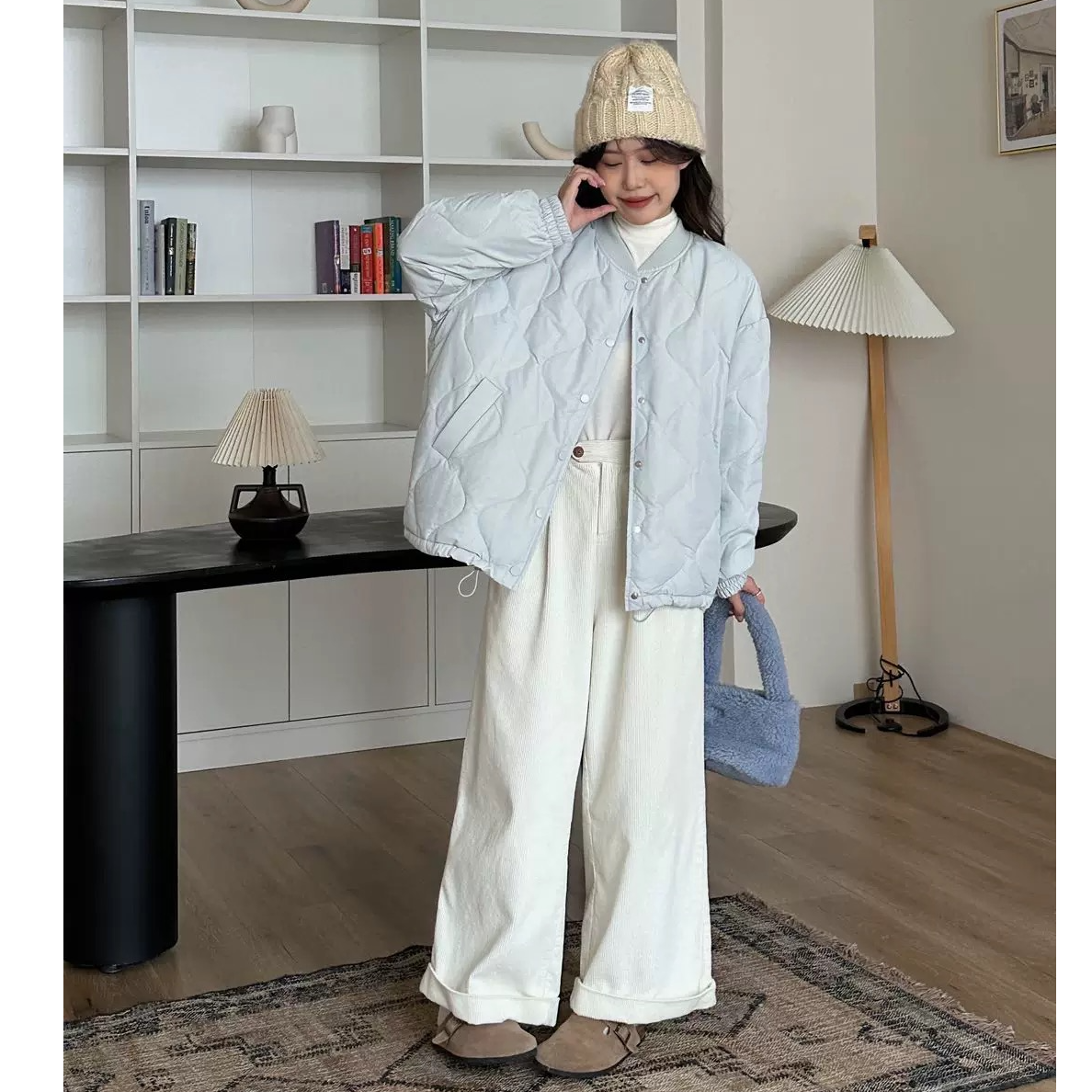 【毛毛专属】 美式棒球领单排扣棉服