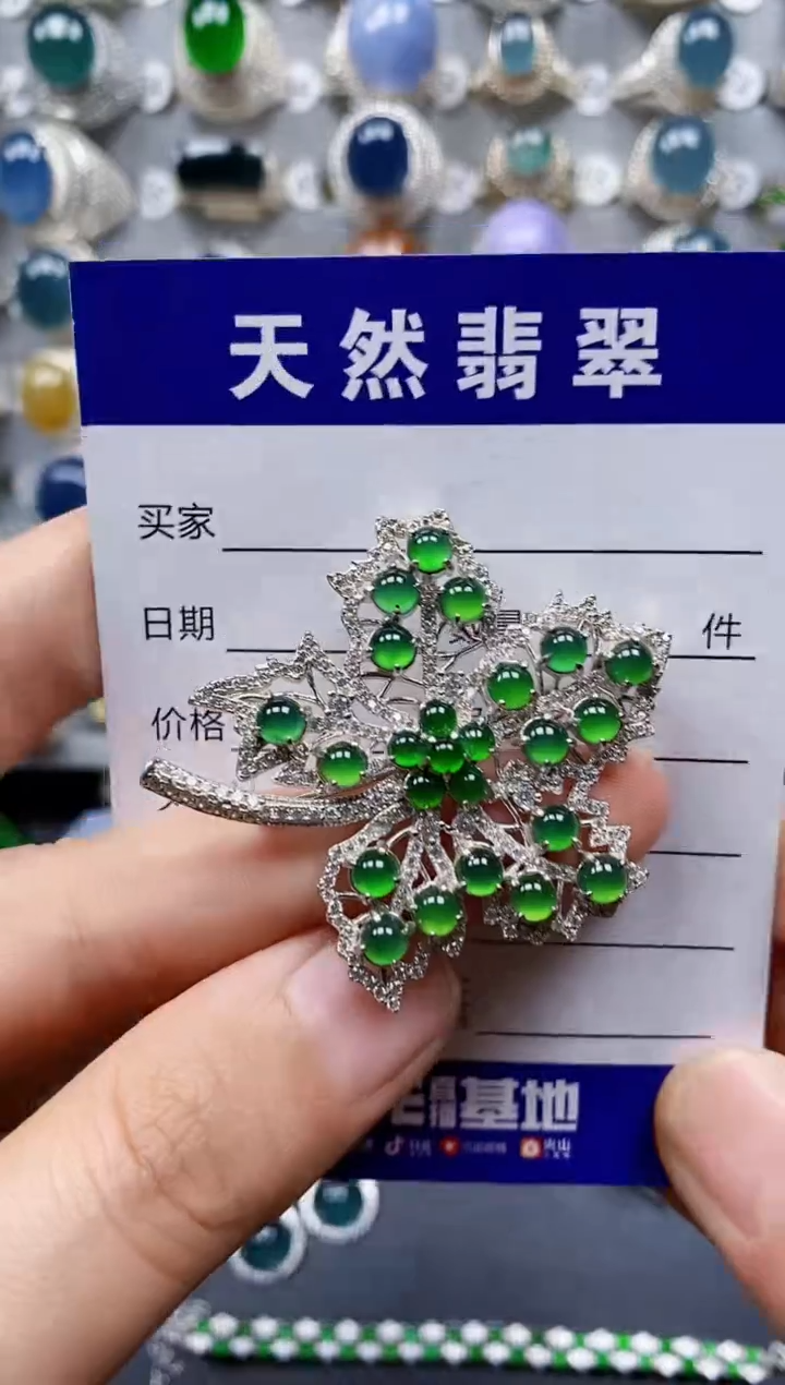 翡翠银S925镶嵌颈饰0108