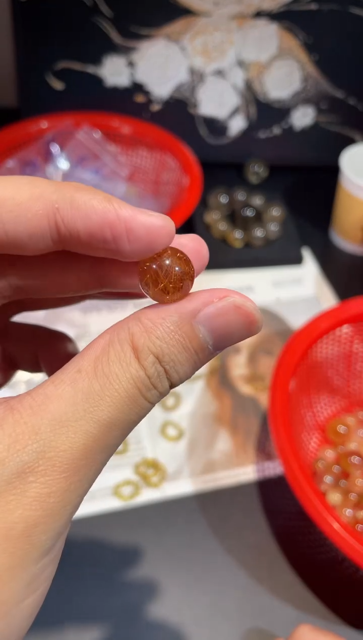 未镶嵌珠宝半成品水晶【D08】发晶单珠12.5M1个