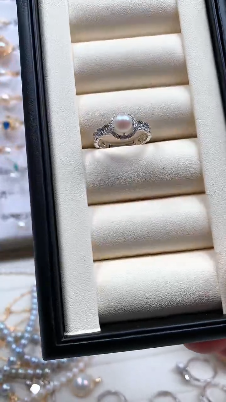 【闪购商品】海水珍珠戒指银S925镶嵌蕾丝款太阳花珍珠戒指