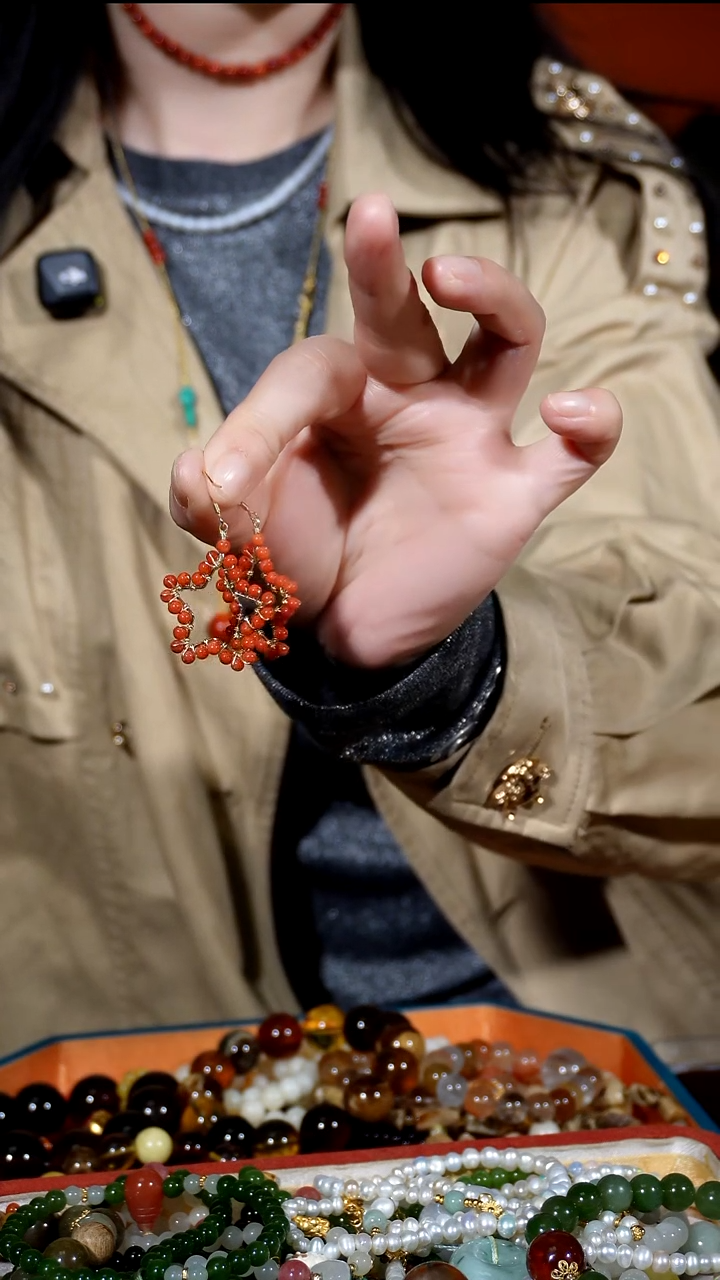 银S925镶嵌【耳勾银】南红玛瑙耳环