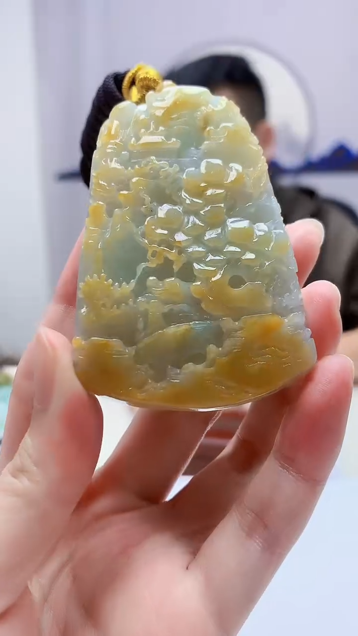 定制翡翠未镶嵌4812zm-毛货挂件山水31