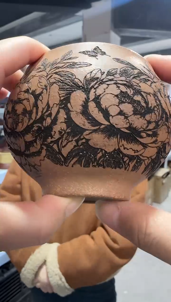 【闪购商品】紫砂盖杯紫砂盖杯花开富贵