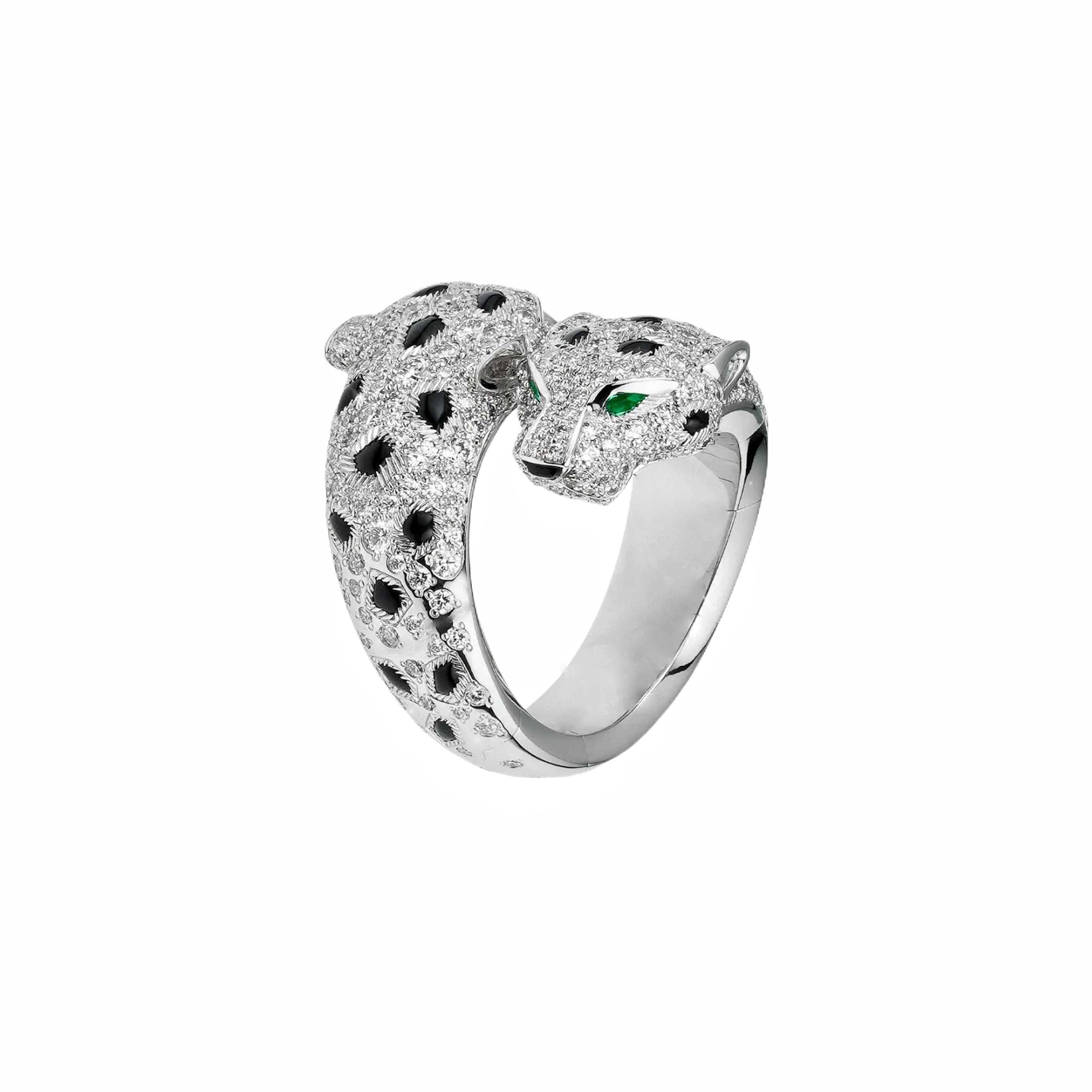 925银合成锆石戒指  【施生生珠宝】S925银豪镶开口双头豹子戒指