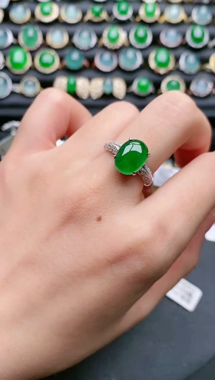 【闪购商品】翡翠戒指银S925镶嵌1111111