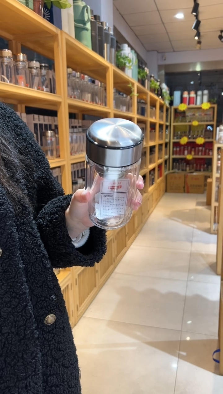 【闪购商品】双层高档380ml高硼硅茶杯1618