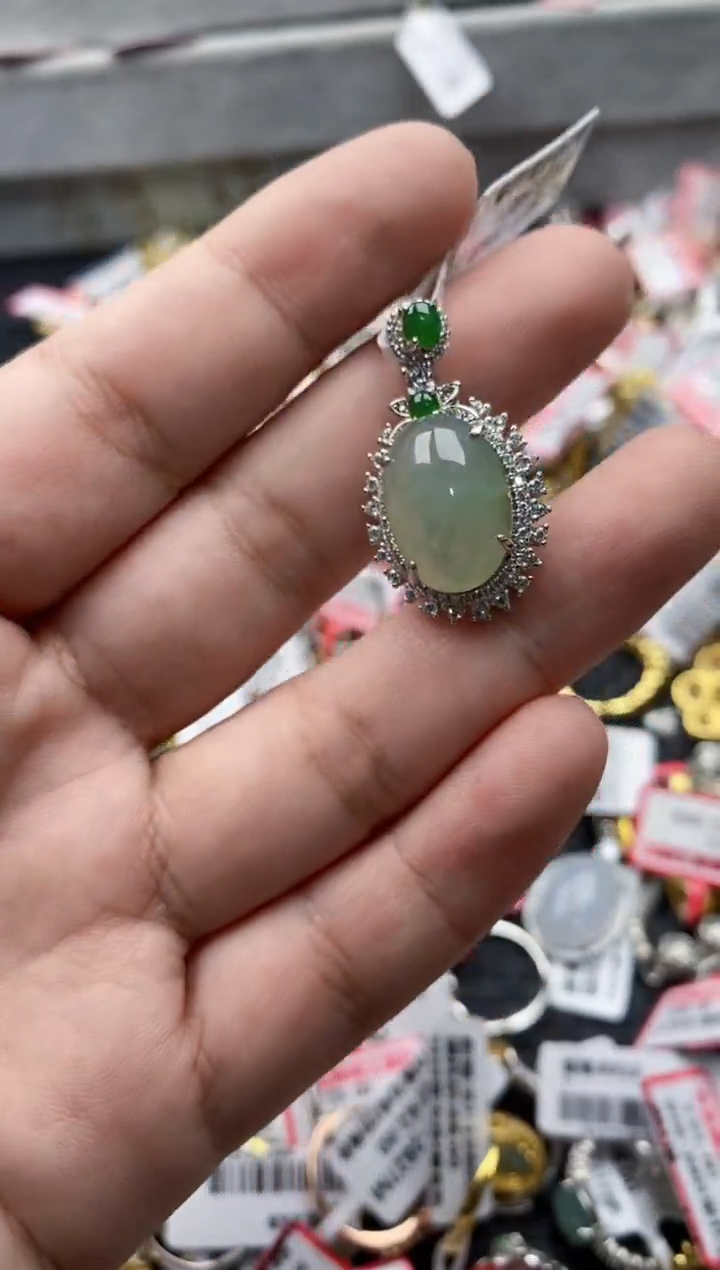 【闪购商品】翡翠戒指银S925镶嵌666666---7