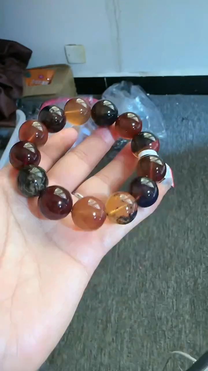 【闪购商品】琥珀手链未镶嵌规格17微瑕多宝手串#8
