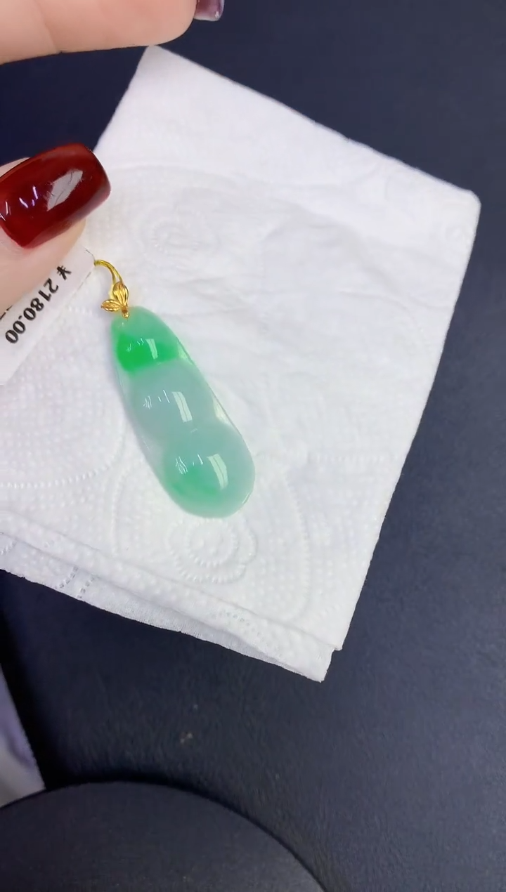 颈饰18K金镶嵌翡翠缅甸天然翡翠a货