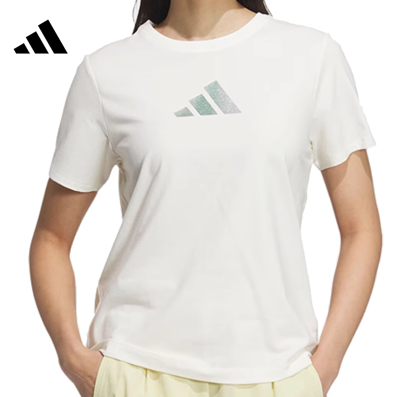 阿迪达斯/adidas夏季女子运动休闲圆领短袖T恤 JM8803