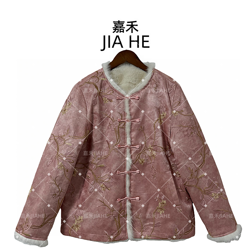 【十里桃花】冬季2025新款真兔毛双面穿高端刺绣外套加厚时尚