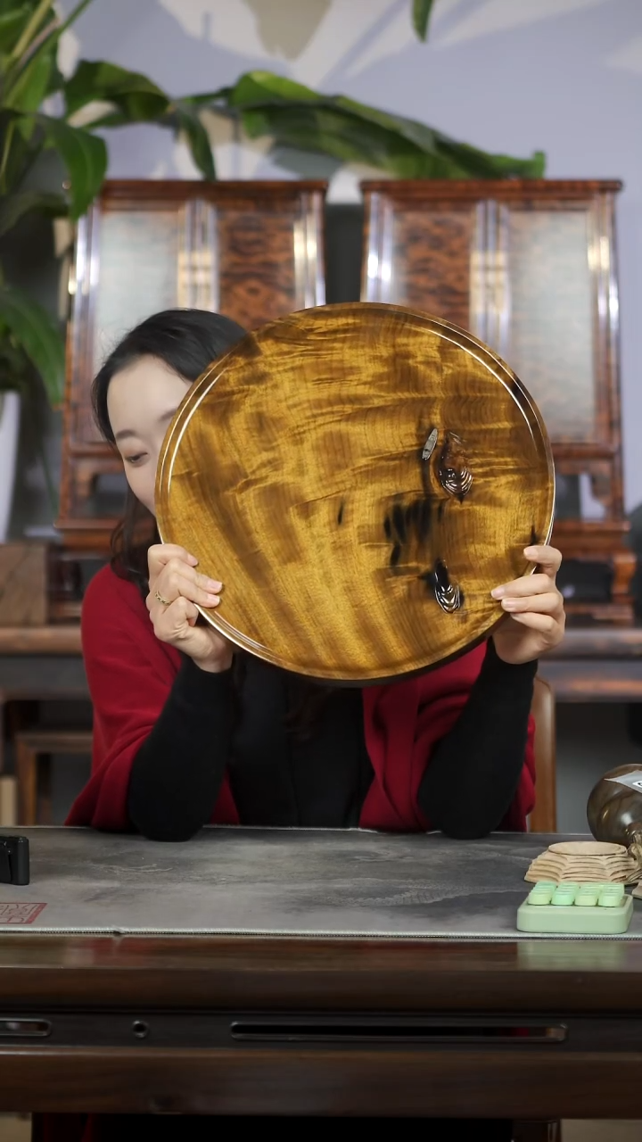 金丝楠满花精工孤舟茶盘461