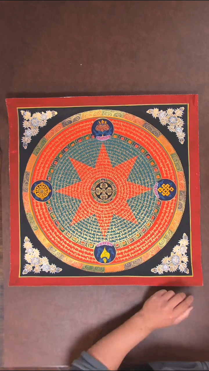 卷轴画50cm彩色六字真言唐卡