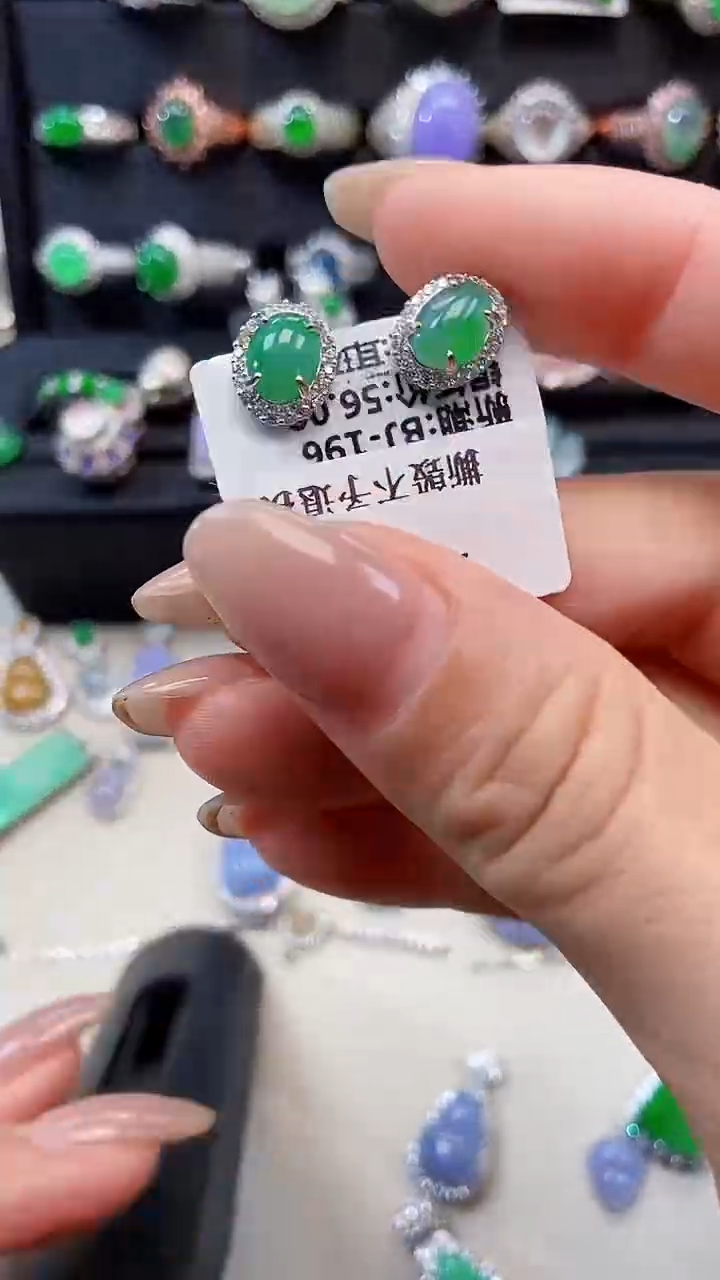 银S925镶嵌戒指翡翠6*3162