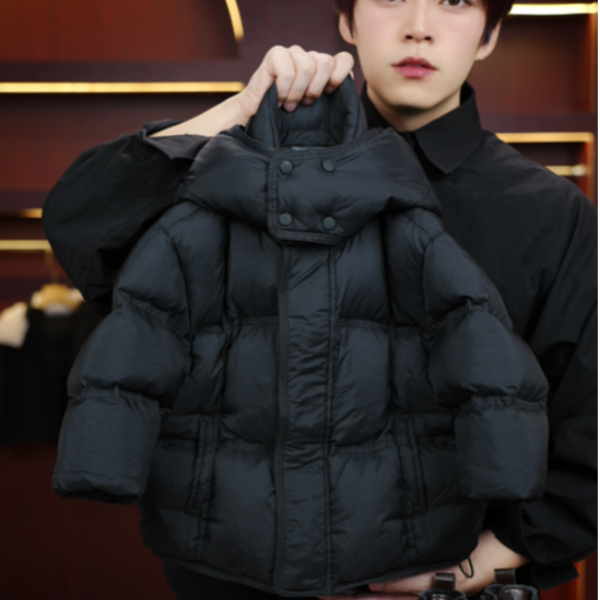 儿童男女童新国标白鸭绒羽绒服冬季新款中小童保暖黑色连帽加厚