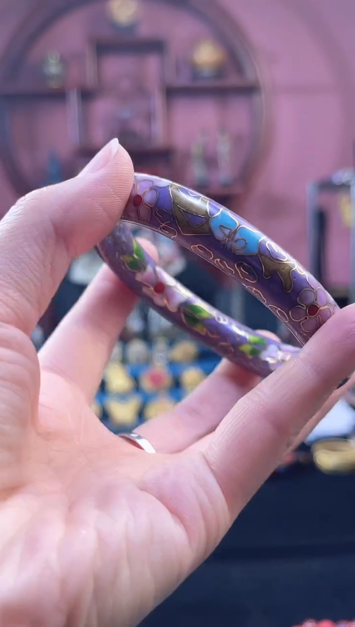 非遗景泰蓝 公主镯 粗 55-60 紫色