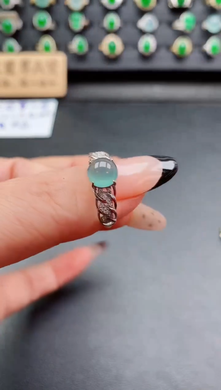 银S925镶嵌戒指翡翠1