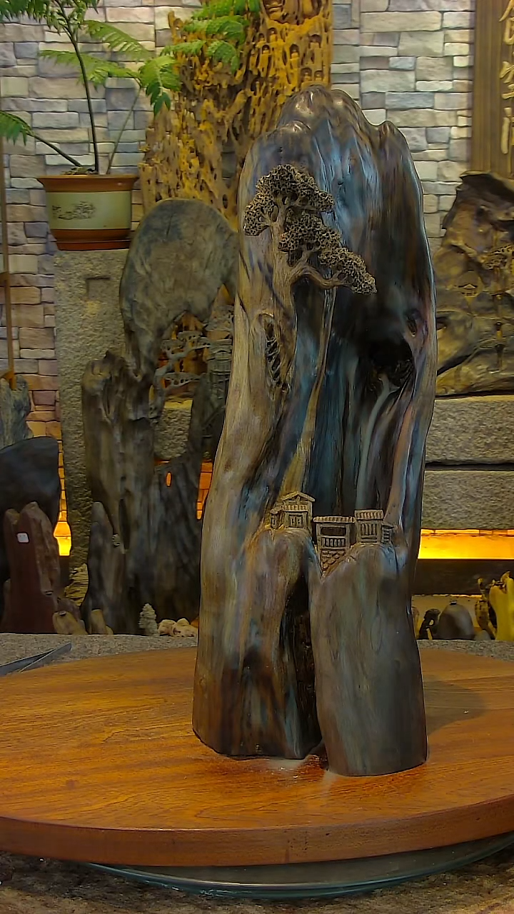 木金丝楠阴沉木山水摆件