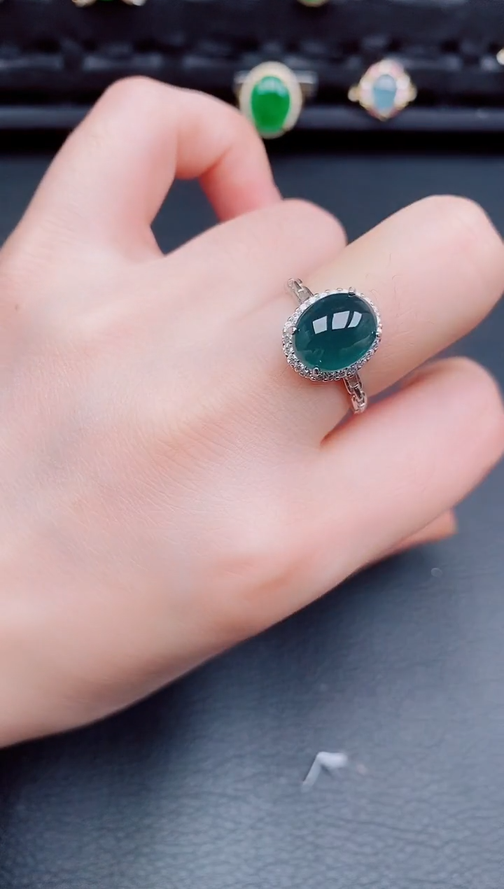 【闪购商品】翡翠戒指银S925镶嵌天然a货翡翠232