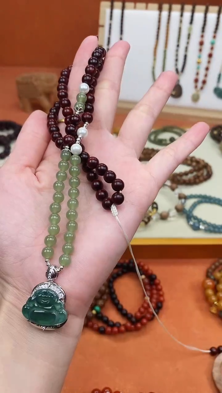 吊坠檀香紫檀（小叶紫檀）未镶嵌印度小叶紫檀蓝水佛公项链