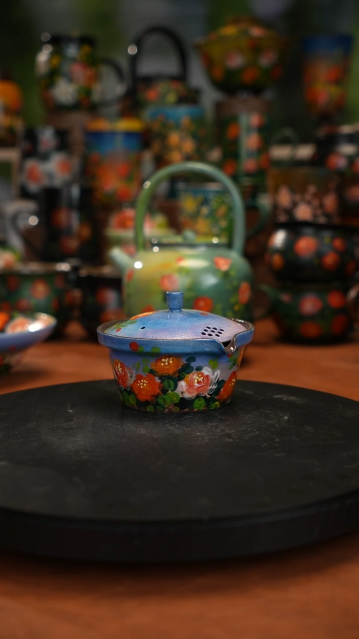 紫砂油画釉下彩手绘