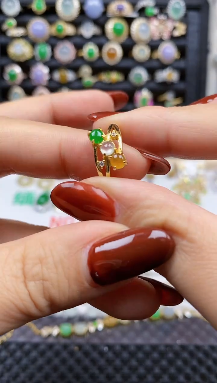 银S925镶嵌戒指翡翠221