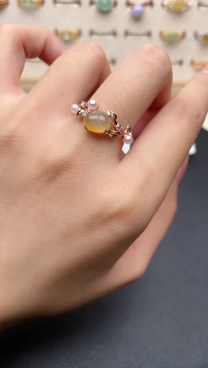 【闪购商品】翡翠戒指银S925镶嵌一物一证一礼盒