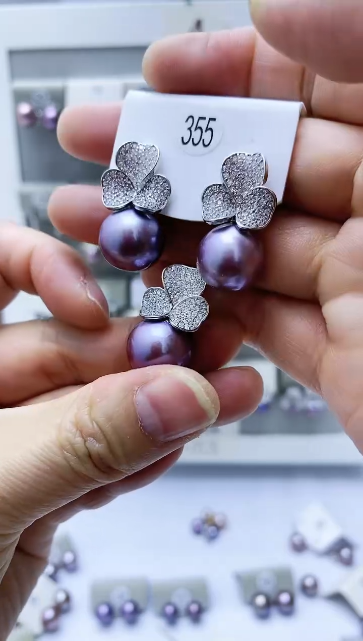 【闪购商品】淡水珍珠耳饰银S925镶嵌355套