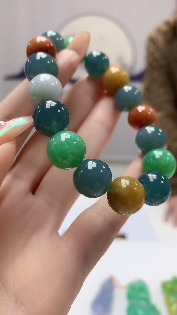 【闪购商品】定制翡翠未镶嵌4812DD-毛货手串69