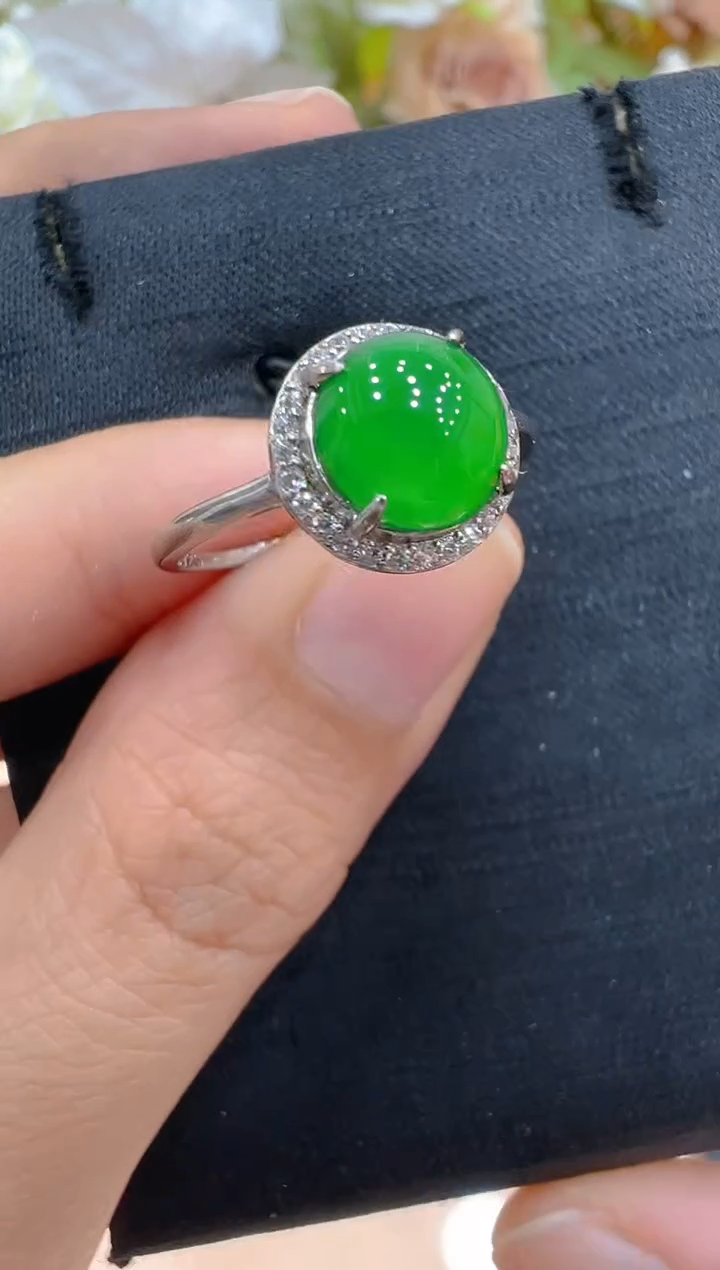 翡翠戒指银S925镶嵌多样性团购发一件