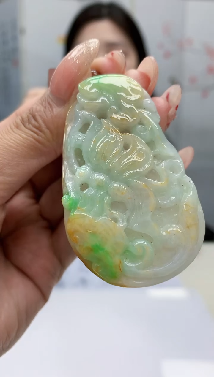 【闪购商品】定制翡翠未镶嵌0405MM-毛货挂件59