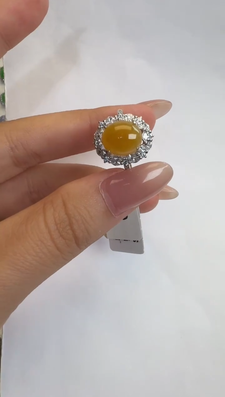 银S925镶嵌戒指翡翠通体925银镶缅甸A货翡翠戒指321