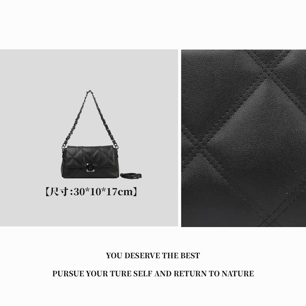 【特特甄选】SKL-7772-黑色时尚百搭小众腋下女士秋冬肩包