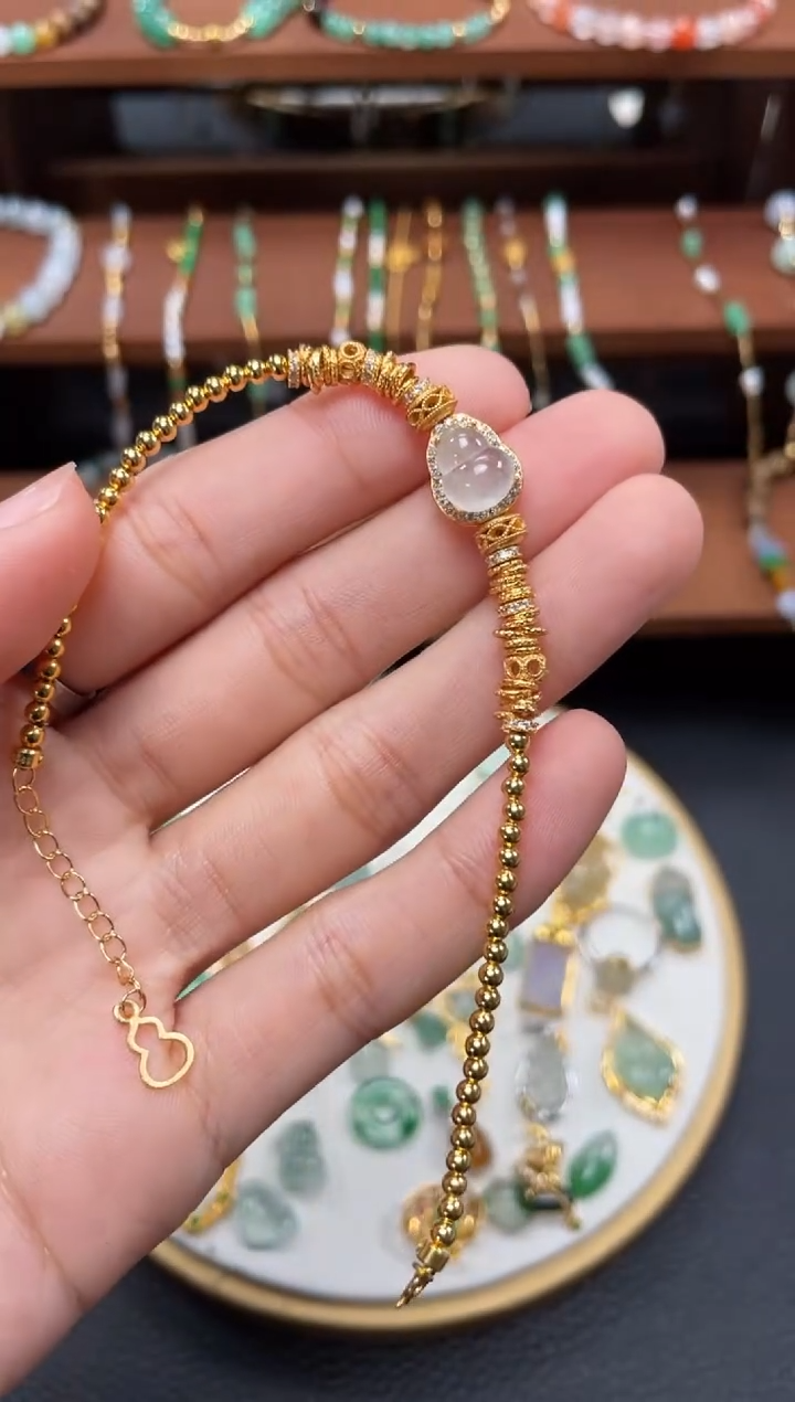 【闪购商品】翡翠套链银S925镀金镶嵌一个   JK358